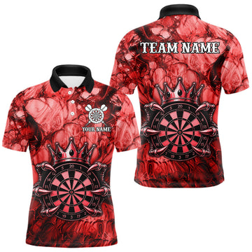 Maxcorners Red Crown Dartboard Custom Dart Polo & 1/4-Zip Shirt For Men, Claws Skull Dart Team Uniforms LM1406