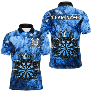 Maxcorners Blue Crown Dartboard Custom Dart Polo & 1/4-Zip Shirt For Men, Claws Skull Dart Team Uniforms LM1406
