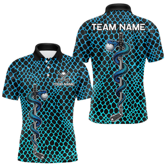 Maxcorners Custom Men's Golf Polo Shirt With Cobra Emblem Personalized Snakeskin Golf Team Apparel
