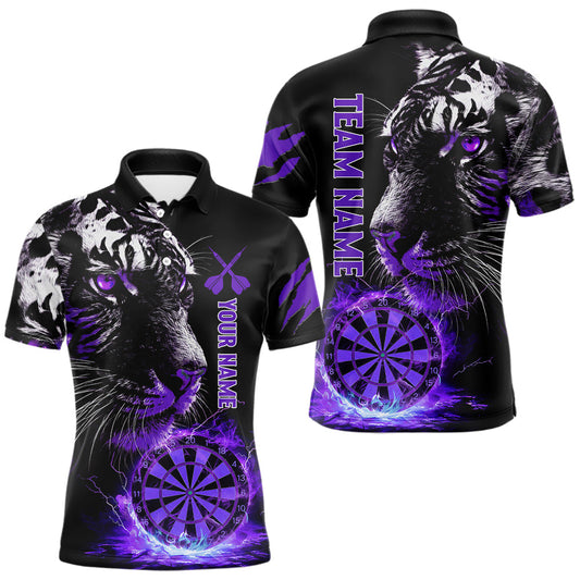 Maxcorners Purple Horror Tiger Fire Flame Dartboard Custom Men Darts Polo League Shirts Dart Jerseys