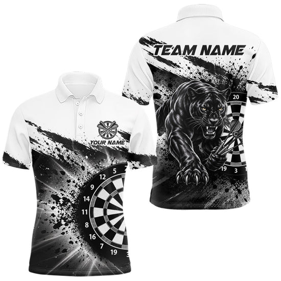 Maxcorners Custom Panther Darts Shirt For Men Personalized Splatter Black Dartboard Jersey Panther Darts Team Gift