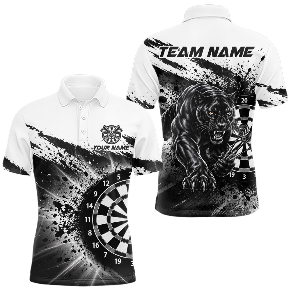 Maxcorners Custom Panther Darts Shirt For Men Personalized Splatter Black Dartboard Jersey Panther Darts Team Gift