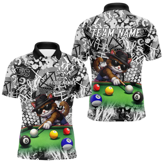 Maxcorners Custom Funny Pooler Cat 8 Ball Pool Billiard Shirt For Men