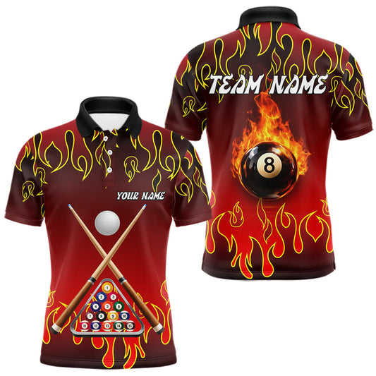 Maxcorners Cross US Flag 8 Ball Men's Billiard Shirts Personalized Patriotic Billiard Team Shirts LM0101