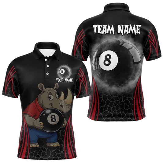 Maxcorners Custom Funny Rhino & 8 Ball Men's Billiard Shirts Personalized Billiard Apparel Gifts LM0101