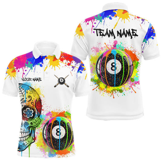 Maxcorners Custom Colorful Splash Ball Billiard Shirt For Men Personalized Cue Billiard Attire Gifts LM0101