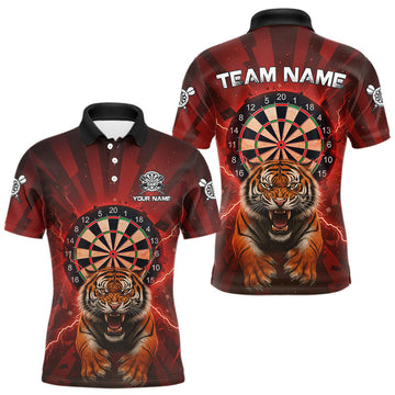 Maxcorners Horror Tiger Red Dartboard Custom Men's Darts Polo Shirt Dart Tournament Jerseys LM2603