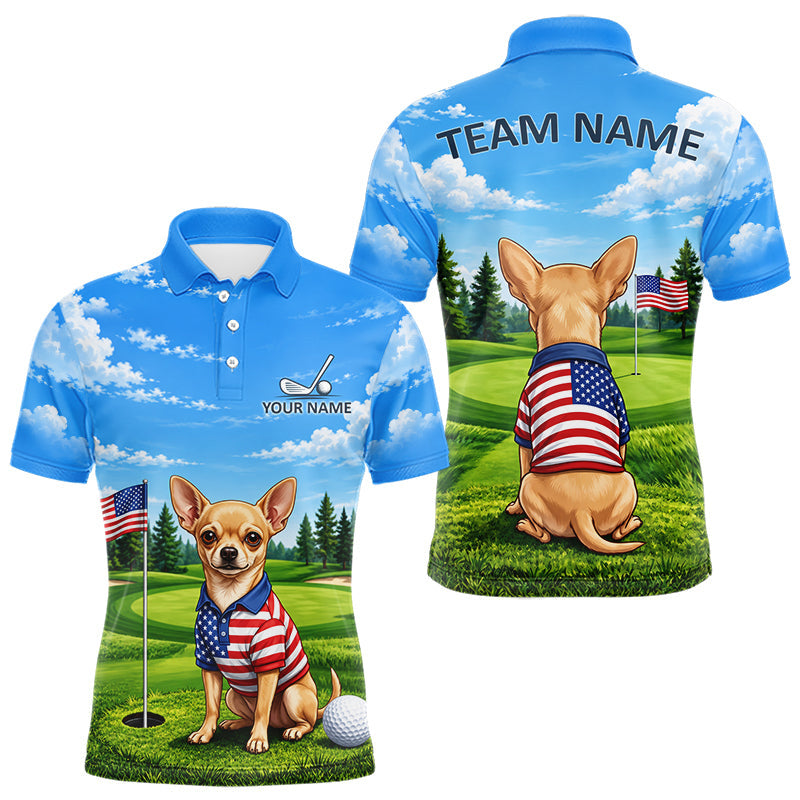 Maxcorners Chihuahua Golf Team Shirt Custom Funny Golf Polos For Men Matching Couples Golf Shirts