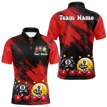 Maxcorners Custom Billiard Shirt For Men Personalized Boxing 8 Ball & 9 Ball Funny Billiard Team Polo Quarter-Zip LM0409