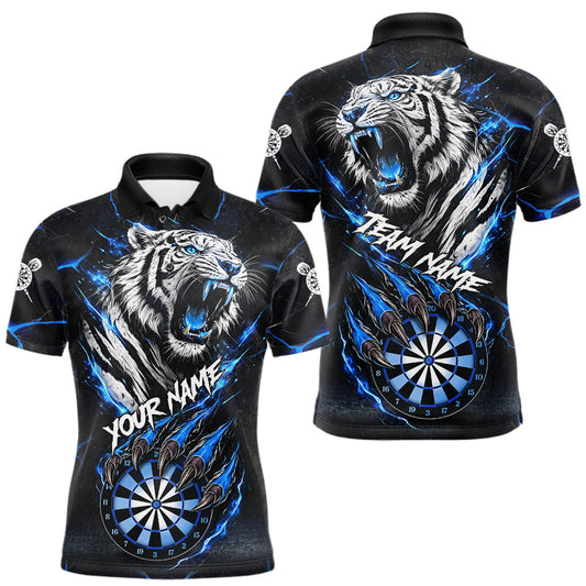 Maxcorners Personalized Fire And Icy Dragon Darts Shirt For Men, Lightning Darts Jersey Polo & 1/4 Zip
