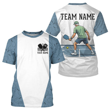 Maxcorners Blue Best Pickleball Paddles Pattern Custom Men's Pickleball Shirts, Human Plays Pickleball Team Shirt LM1904