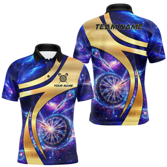 Maxcorners Custom Grunge Flame Dinosaur Darts Shirt Polo & 1/4 Zip Darts Jersey For Men US Flag Dart Outfit