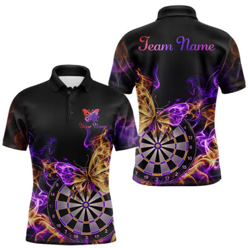 Maxcorners Smoke Butterfly Dartboard Men Dart Polo & 1/4-Zip Shirt Custom Orange Purple Dart Jersey For Darters LM2709