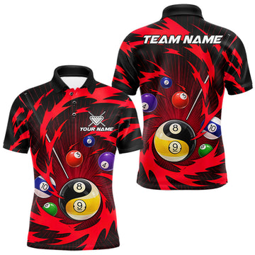 Maxcorners Red Tornado Yin Yang Ball Mens Billiard Pool Shirts Custom 8 Ball And 9 Ball Billiard Team Jersey LM2405