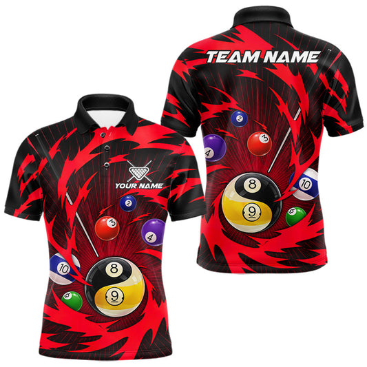 Maxcorners Red Tornado Yin Yang Ball Mens Billiard Pool Shirts Custom 8 Ball And 9 Ball Billiard Team Jersey LM2405