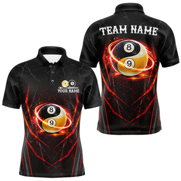 Maxcorners Lightning Yin Yang Black And Red Mens Billiard Pool Shirts Custom Grunge Billiard Team Jersey LM2405