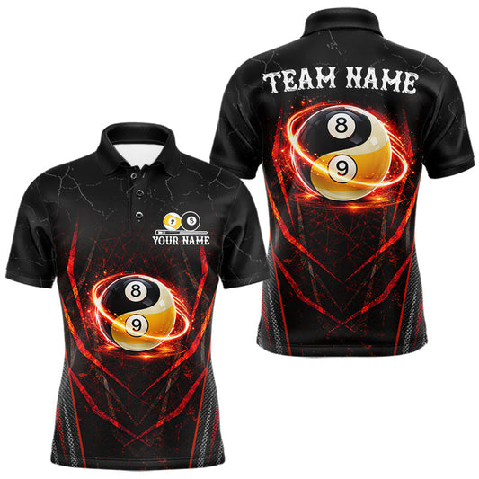 Maxcorners Lightning Yin Yang Black And Red Mens Billiard Pool Shirts Custom Grunge Billiard Team Jersey LM2405