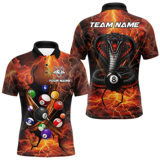 Maxcorners Cobra 8 Ball Cracked Thunder Lightning Billiard Shirts For Men Custom Billiard Team Jersey | Orange LM2405