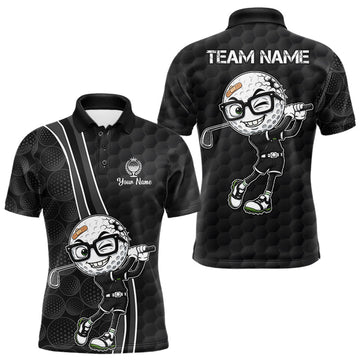 Maxcorners Funny Golfer Polos Team Outfits Black Golf Ball Pattern Jerseys For Men, Best Mens Golf Shirts LM2405