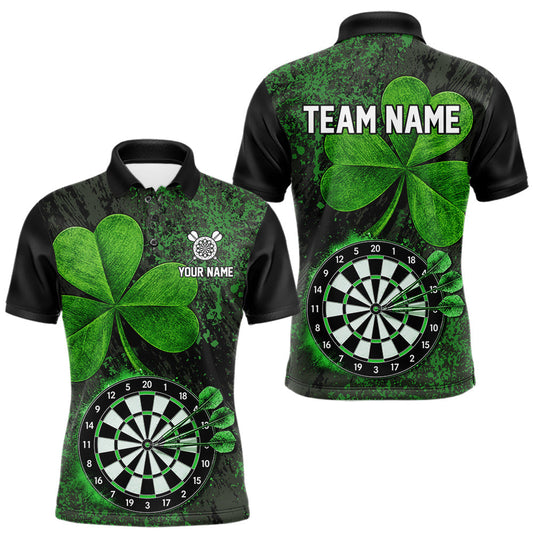 Maxcorners Personalized Shamrock Grunge Darts Shirts For Men, Custom St Patrick Day Darts Team Shirts LM0410