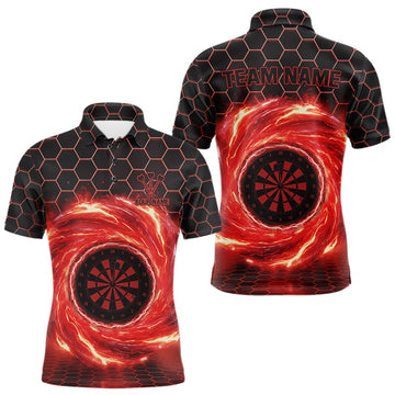 Maxcorners Black & Red Storm Lightning Dartboard Custom Mens Polo Dart Shirt Halftone Dart Jerseys LM2603