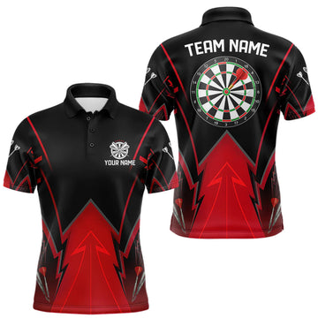 Maxcorners Personalized Blue Dartboard & Arrow Darts Polo & 1/4-Zip Shirt For Men Dart Team Jerseys LM2603
