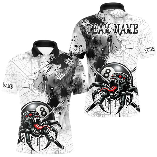 Maxcorners Funny Spider Billiard Pool Shirts For Men Custom Grunge Ball 8 Billiard League Jerseys LM0101