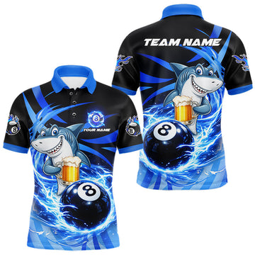 Maxcorners Thunder Lighting Blue 8 Ball Billiard Pool Shirt For Men Custom Funny Shark Billiard Team Appeal LM1904
