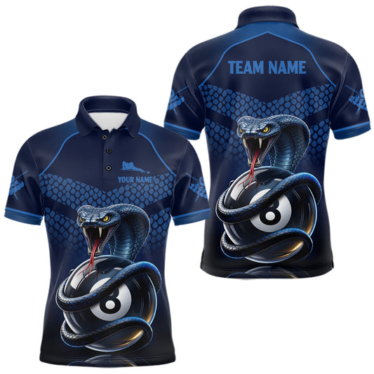 Maxcorners Personalized Funny 8 Ball Pool Cobra Snake Billiard Shirts For Men Billiard Polo & 1/4-Zip Jerseys LM0404