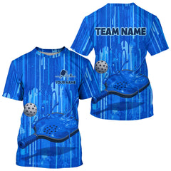 Maxcorners Custom Blue Dripping Pickleball Paddle & Ball Jerseys Men Splashed Colorful Pickleball Shirt LM0503