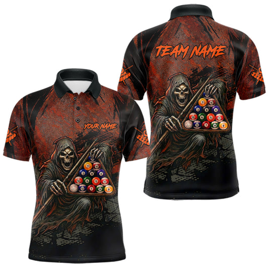 Maxcorners Custom Black And Gold 8 Ball 9 Ball Break Glass Billiard Shirt For Men, Pool Billiard Clothes Jersey LM0404