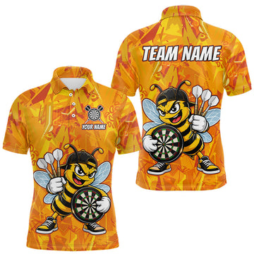 Maxcorners Personalized Funny Bee Darts Polo & 1/4-Zip Shirt For Men Custom Bee Dart Team Dart Jerseys