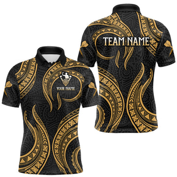 Maxcorners Black And Gold Tribal Human Play Dartboard Darts Polo Shirt Personalized Dart Jerseys For Men LM1104