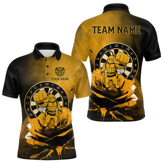 Maxcorners Custom Rose & Bee Grunge Dartboard Grunge Darts Polo Shirts For Men Funny Dart Jerseys