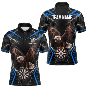 Maxcorners Personalized Blue Thunder Lightning Eagle Dartboard Shirt for Men, Dart Team Jersey