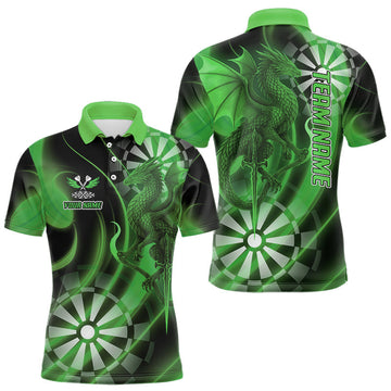 Maxcorners Men's Darts Polo Shirt Custom Dragon Dartboard Personalized Name Team With Darts Jersey LM1903