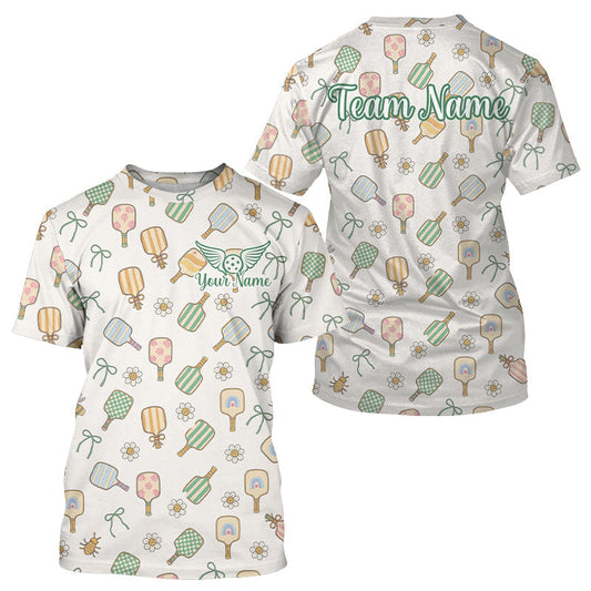 Maxcorners Custom White Flowers Paddle Pickleball T-Shirt For Men Outfits Funny Pickleball Jersey LM1109