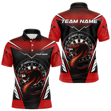Maxcorners Maroon Cobra & Dartboard Men's Darts Polo Shirt - Custom Name For Darts Jersey LM1307