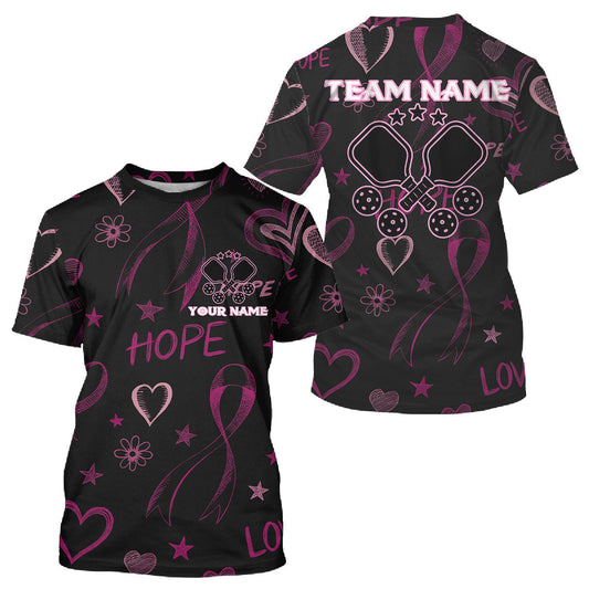 Maxcorners Custom Pink Ribbons Pickleball T-Shirt Personalized Pickleball Outfits For Men LM2608