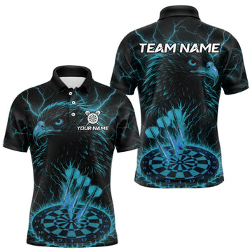 Maxcorners Personalized Lightning Eagle Dart Shirt Custom Blue Dartboard Dart Jerseys For Men LM2608