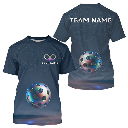 Maxcorners Custom Holographic Pickleball T-Shirt For Men Personalized Colorful Pickleball Jersey LM2608