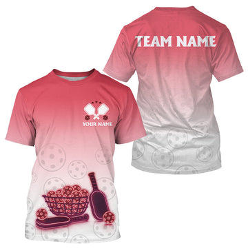 Maxcorners Custom Red Pickleball T-Shirt For Men Pickleball Jerseys With Name Personalized LM2608