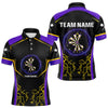 Maxcorners Yellow And Purple Lightning Scratched Dartboard Darts Shirt For Men - Custom Name LM1625