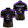 Maxcorners Yellow And Purple Lightning Scratched Dartboard Darts Shirt For Men - Custom Name LM1625