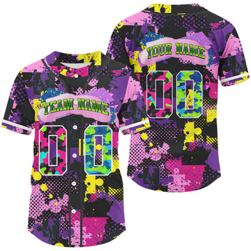 Maxcorners 90s Retro Baseball Jersey For Men Custom HipHop Button Down Shirt For Party LM2608