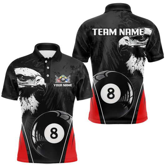 Maxcorners Grey Grunge Eagle Billiard Shirts For Men Custom Pool 8 Ball Billiard Team Jerseys LM2512