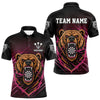 Maxcorners Custom Pink And Brown Bear Dartboard Polo Dart Shirt For Men Outfit Dart Team Jersey MT0609