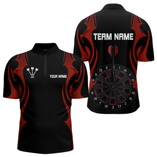 Maxcorners Custom Men's Darts Shirt With Red And Darkness Dartboards, Darts Team Jersey