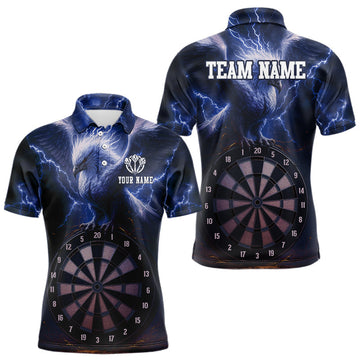 Maxcorners Men's Dart Polo & 1/4-Zip Shirt Custom Fantasy Eagle, Dart Team Jerseys | Blue LM1203