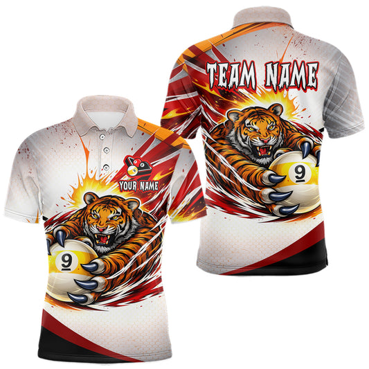 Maxcorners Red Thunders Tiger Claws Pool 8 Ball Billiard Shirt For Men Personalized Billiard Team Jerseys LM0402